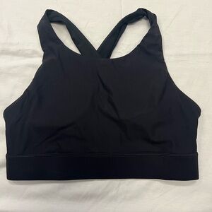 Fabletics padded Fitted Black Sports Bra with Cross-Back Support